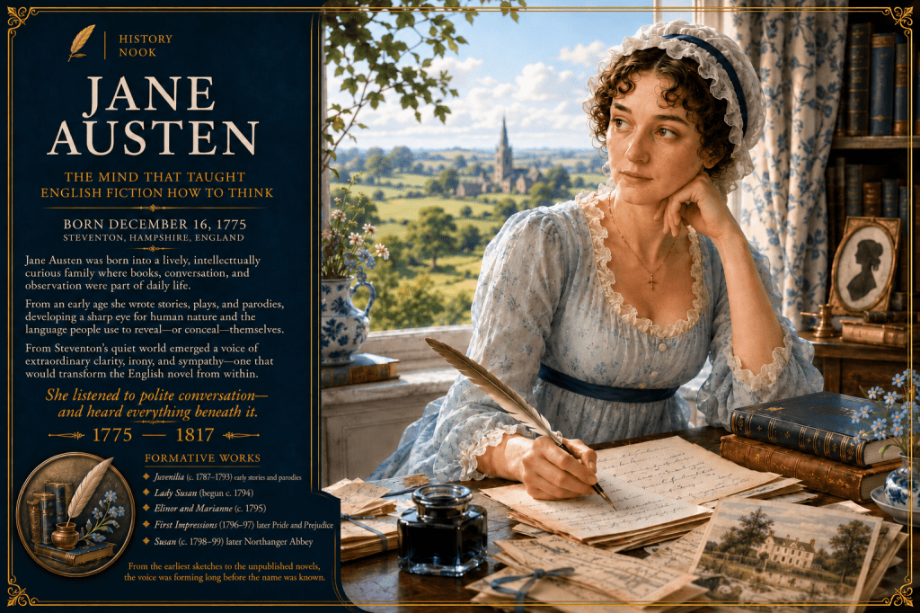 Birth of Jane Austen (1775–1817) – The Mind That Taught English Fiction How to Think
