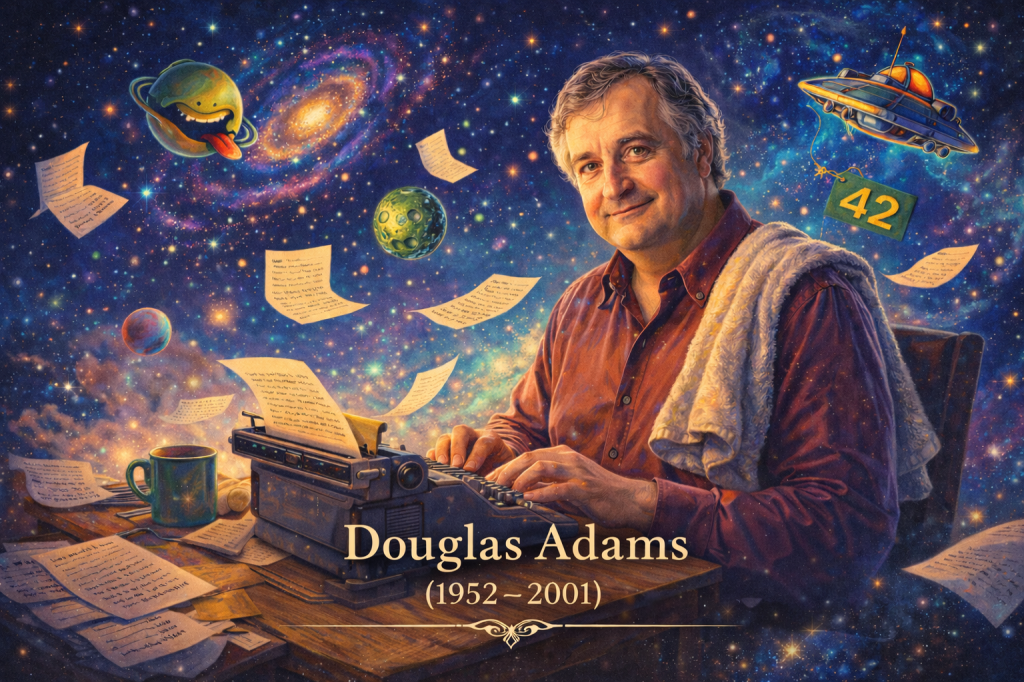 Birth of Douglas Adams (1952–2001) — The Comic Mind That Made the Universe&nbsp;Ridiculous