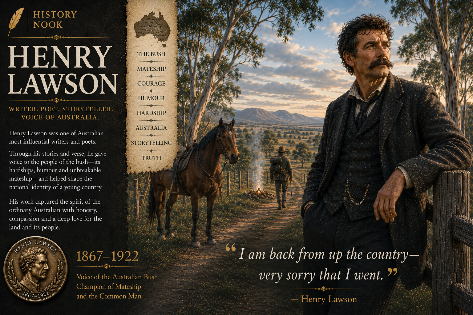 Birth of Henry Lawson (1867–1922) — Establishing Australian English as a Literary Voice