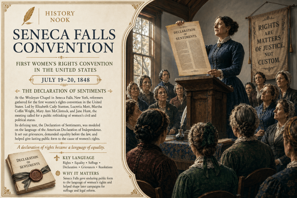 Opening of the Seneca Falls Convention (1848) — When “All Men” Became “All Men and Women”