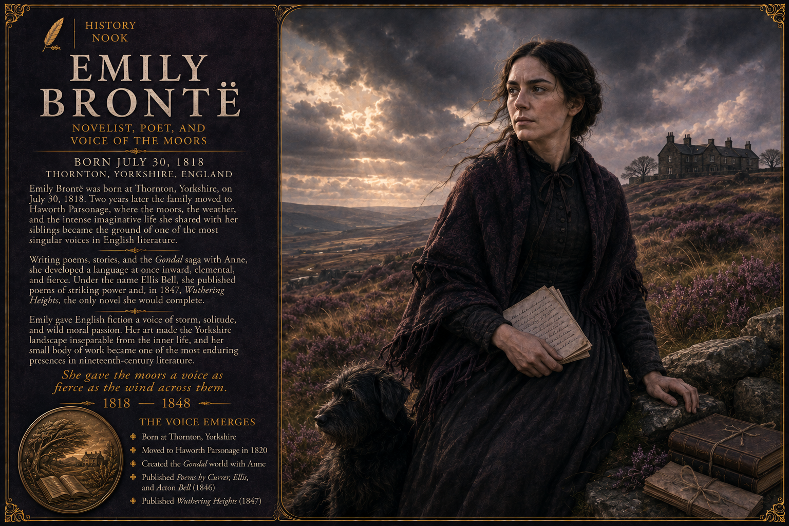 Birth of Emily Brontë (1818–1848) — Giving English Fiction the Language of Wild Inwardness