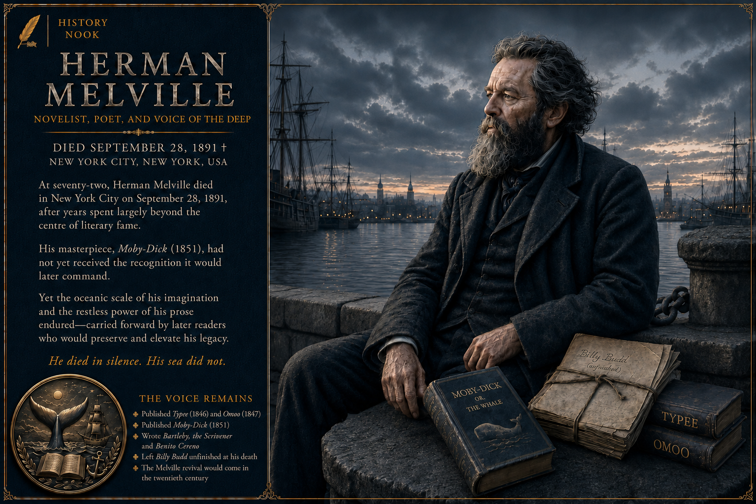 Death of Herman Melville (1819–1891) — The Voice That Returned from the Deep